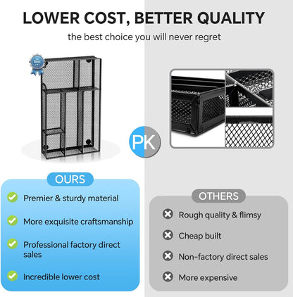 Desk Drawer Organizer, Office Drawer Divider Organizer Tray with 6 Compartments, Metal Mesh Desktop Organization and Accessories for Stationery Makeup Kitchen Toolroom School ＆ Office, 11x6.1x1.38 in