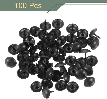uxcell 100 Pcs Upholstery Tacks, 9 x 9mm Round Head Upholstery Nails Pins Vintage Decorative Furniture Tacks for Chairs Sofas Beds DIY Project, Black