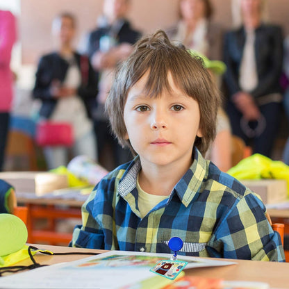 JANYUN 50 Pcs Retractable Badge Reels Clip Holders with Hanging ID Name Card Key Chain for Office Worker Nurse (Blue)