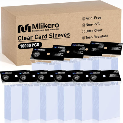 Mlikero 10000 Count Card Sleeves, Clear Soft Trading Card Sleeves, Polypropylene (PP), Fit for MTG, TCG, Baseball, Football, Game Cards