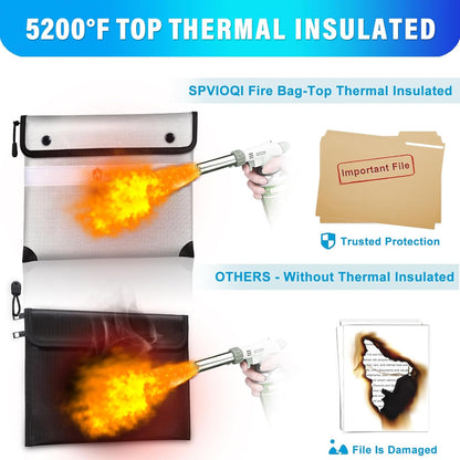 Upgraded Fireproof Document Bag 5200°F, 14.2” X 11” Waterproof Fireproof Bag with Zipper, 8 Layers of Heat Insulated Materials, Fireproof Money Bag for Cash, Important Documents and Valuables fire bag