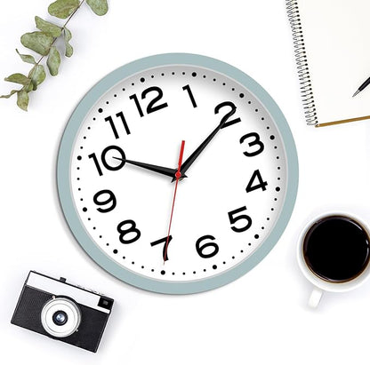 Wall Clock Silent Non-Ticking Modern Clock Battery Operated 12 Inch Small Classic Analog Decorative for Kitchen, Bathroom, Office, Bedroom, Home(Blue Gray)
