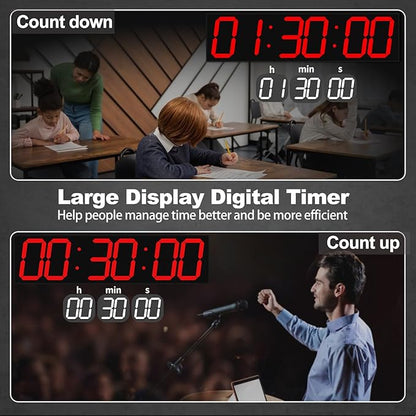 28.4''Large Digital Wall Clock,Automic Digital Clock with Alarm,Clendar and Termperature,Auto Time Sync with Easy Operation, Big Timer with Countdown and Countup (Red)