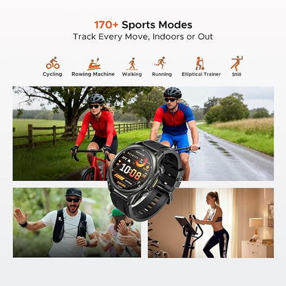 DOOGEE Anywise W1 Mens Smart Watch, 5ATM Dual-Band GPS Fitness Tracker, 1.43'' Smart Watches for Android and iPhone, 170+ Sports Modes, Answer/Make Calls/18 Days Battery/Led Flashlight/Compass/2 Strap