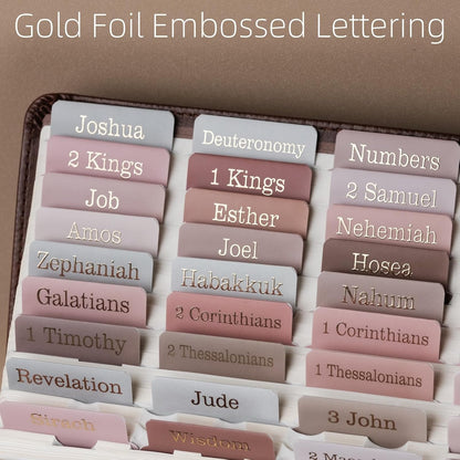 UPAFEXXI-Laminated Bible Tabs with Book Summaries(Gold Foil Embossed Lettering), Bible Tabs for Women and Men, Reposition Large Print Stickers, Easy to Read, 80Chapters Labels for Easy Navigation