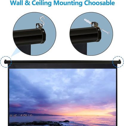 SUPER DEAL 100'' 16:9 HD Projection Screen Foldable Anti-Crease Portable Projector Movie Screen Manual Pull Down for Home Theater Presentation Education Outdoor Indoor Public Display, Black