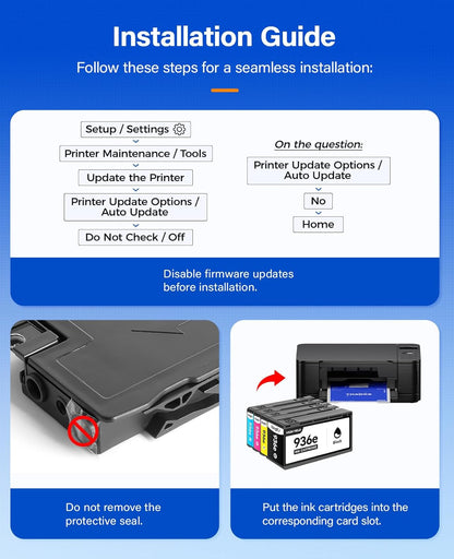 936e 936XL High Yield Ink Cartridges with Chip 4-Pack Set Replacement for HP 936 936e Ink Works with HP OfficeJet Pro 9125e 9135e 9110b 9128e 9130b 9122e 9120e 9730e Printers Black Cyan Magenta Yellow