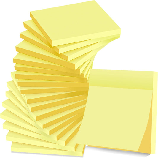 (18 Pack) Sticky Notes 3x3 in Yellow, Strong Adhesive, Clean Removal, Recyclable, Self-Stick Pads, Easy to Post for Home, Office, Notebook