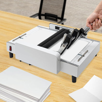 Booklet Folding Binding Machine, A3 110V Paper Folding Machine 2 in 1 Multifunctional Automatic Book Maker Stapling for Schools Print Stores Offices & Factory