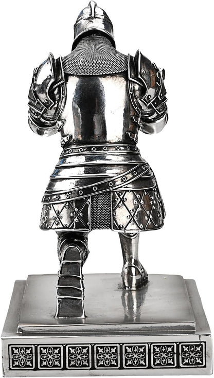King's Guard Knight Pen Holder Pen Stand Desk Organizers and Accessories Resin Pencil Holder as Gift for Office and Home (Silver(Plating))
