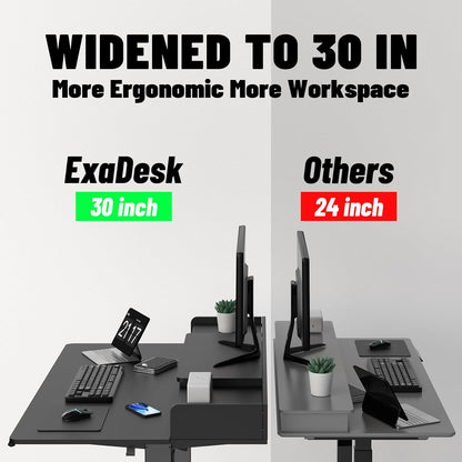 48 x 30 Inch Electric Standing Desk with 2 Drawers, Adjustable Height Widened Stand Up Desk with Storage, Sit to Stand Ergonomic Workstation for Home Office, Classic Black