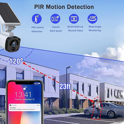 Solar Security Cameras Wireless Outdoor,Home Security Camera System with Motion detection,2.4G WiFi Outdoor Camera Wireless,Solar-Powered 4MP 4 Cam-Kit,2K Night Vision,2-Way Audio,No Subscription,IP66