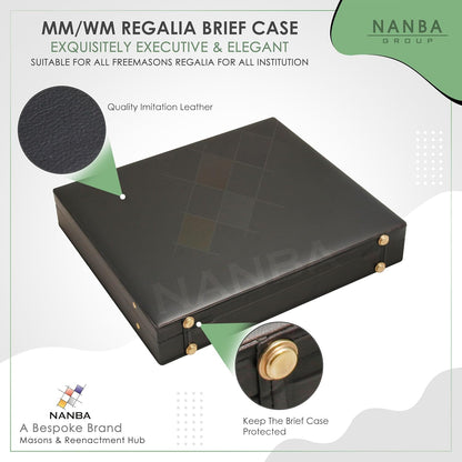 Premium Masonic Regalia Master Mason & Paster Master Mason MM/WM Briefcase – Black Imitation Leather Hard Case with Gold Locks | Freemason Bags & Storage Cases (MM/WM)