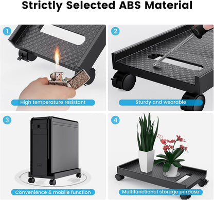 ORICO Mobile CPU Stand with Locking & Swivel Wheels, Universal Under Desk Computer Tower Stand for PC, Multi-Functional CPU Holder for Office & Home (17.9x8.74x0.86 Inches)