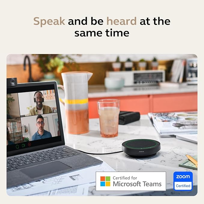 Jabra Speak2 75 (2025 Edition) Wireless Bluetooth Speakerphone - 4 Noise-Cancelling Mics, 65mm Speakers - New Linking Feature - USB-C Dongle - Certified for Microsoft Teams - Dark Grey