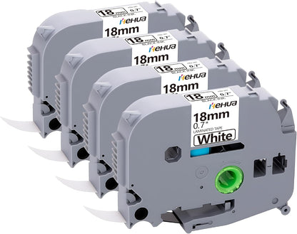 Hehua Compatible 4PK TZe TZ Tape 18mm 0.7 Laminated White Label Replacement for Brother Label Maker Tape TZe-241 TZe241 TZ-241 for P Touch PTD400 PTD600 PTP750W PT1880, 3/4 X 26.2ft, Black on White