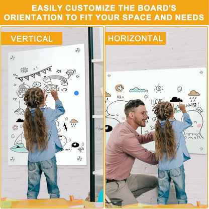 H-Qprobd Dry Erase White Board 48"x36" Glass Magnetic Whiteboard for Wall, Includes 12 Magnets, 8 Markers and 2 Erasers