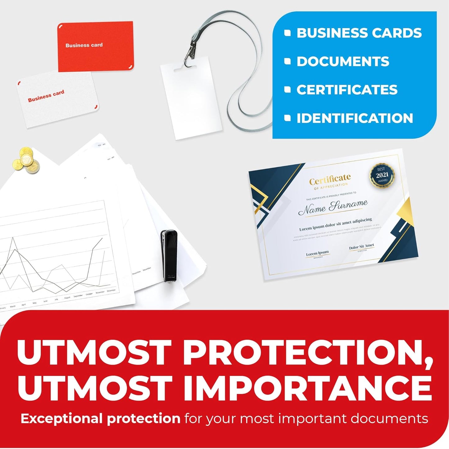 3MIL Thermal Laminating Sheets (150 Count) Letter Size, Photo, Card, Notecard, ID Badge and Business Card Sizes, Laminating Pouches, Compatible with Laminators, Crystal Clear Laminated Finish