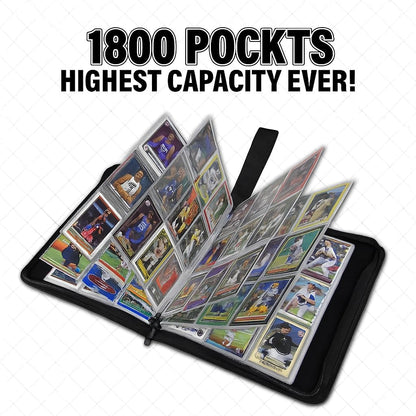 1800 Pockets Trading Card Sleeves, Premium 9-Pocket 100 Pages, Double-Sided Baseball Binder Sleeves, Protectors Binder Sheets for TCG Card Storage - Fits 3 Ring Binder (100 Sheets)