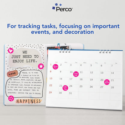 Perco Fluorescent Pink 1-Inch Round Circle Dot Sticker Labels - Multi-Roll Pack (3 Rolls, 1,000 Labels Each) - Permanent Adhesive, Vibrant Colors, Strong Hold - Perforated for Easy Use - Made in USA
