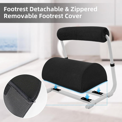 Foot Rest for Under Desk at Work - 3 Positions Height Adjustable Leg Rest for Office or Home Use, Ergonomic Footrest with Detachable Cushion
