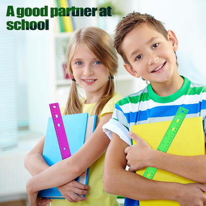 28 Pack Plastic Ruler 12 Inch Transparent Rulers - 7 Assorted Color Metric Bulk for Kids School Office Classroom