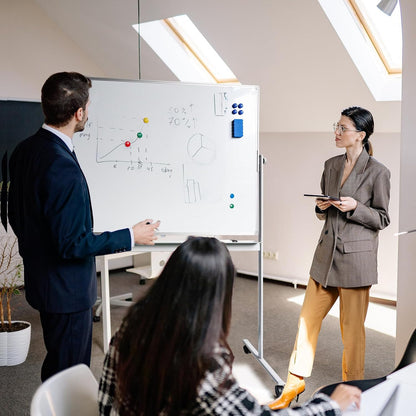 Rolling Whiteboard Magnetic Writeboard 48"x36" Flip Chart with 4 Wheels 2-in-1 Easel-Style Dry Erase Boards 2-in-1 Message Bulletin Board (White)