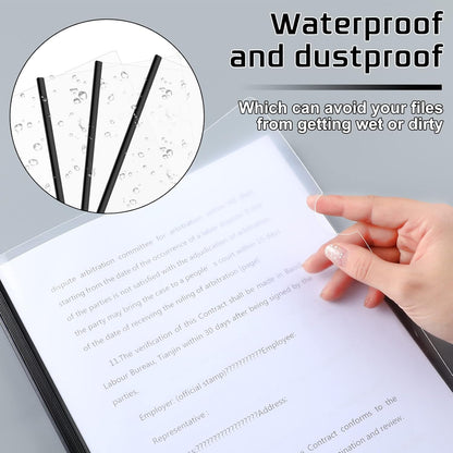 Thenshop 100 Pcs Clear Report Covers with Sliding Bars Sliding Bar File Folder Binder Plastic Report Folder for File Paper Book Resume Letter Office, 30 Sheet Capacity(Black)