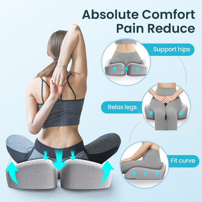 Benazcap Seat Cushion, Memory Foam Cushion for Office Chair - Ergonomic Chair Cushions for Tailbone Pain Relief, Sciatica & Back Support, Office Chair Cushion & Car Seat Cushion, Grey