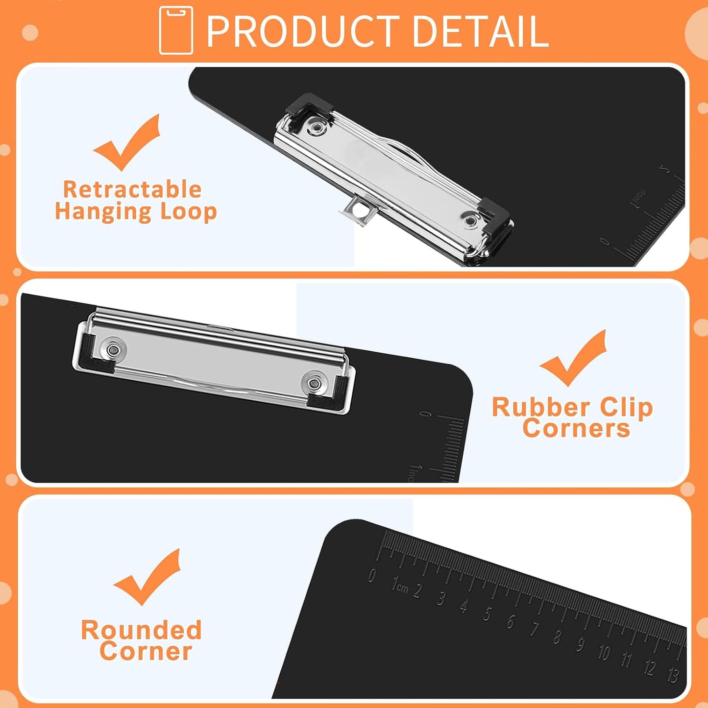 Black Clipboards, PANDRI 12 Pack Plastic Black Clipboards with Low Profile Clip 12.5 x 9 Standard Letter Size Clipboard for classrooms Office