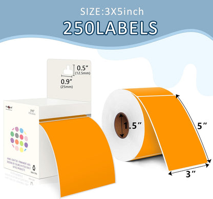 PARLAIM 3 X 5 Inch 1000Per/4Rolls Rectangle Inventory Color Coding Labels,Roll Square Label Stickers for Home (Fluorescent Orange)