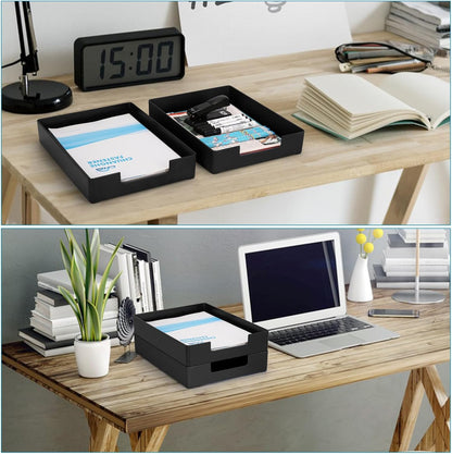 Stackable Letter Tray Paper Organizer, A4 Size Desk Holder for Letter Paper/Stationery/Desk Accessories, Black Holder File Organization for Office, School, Home Storage (2 Pack)