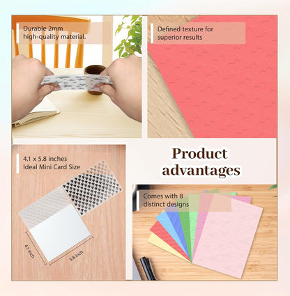 8 Pcs Embossing Folders,Embossing Folders for Card Making,Plastic Paper Card Stencils for Crafts Scrapbook Photo Album DIY,"5.8 x 4.1"(Elegant Style）