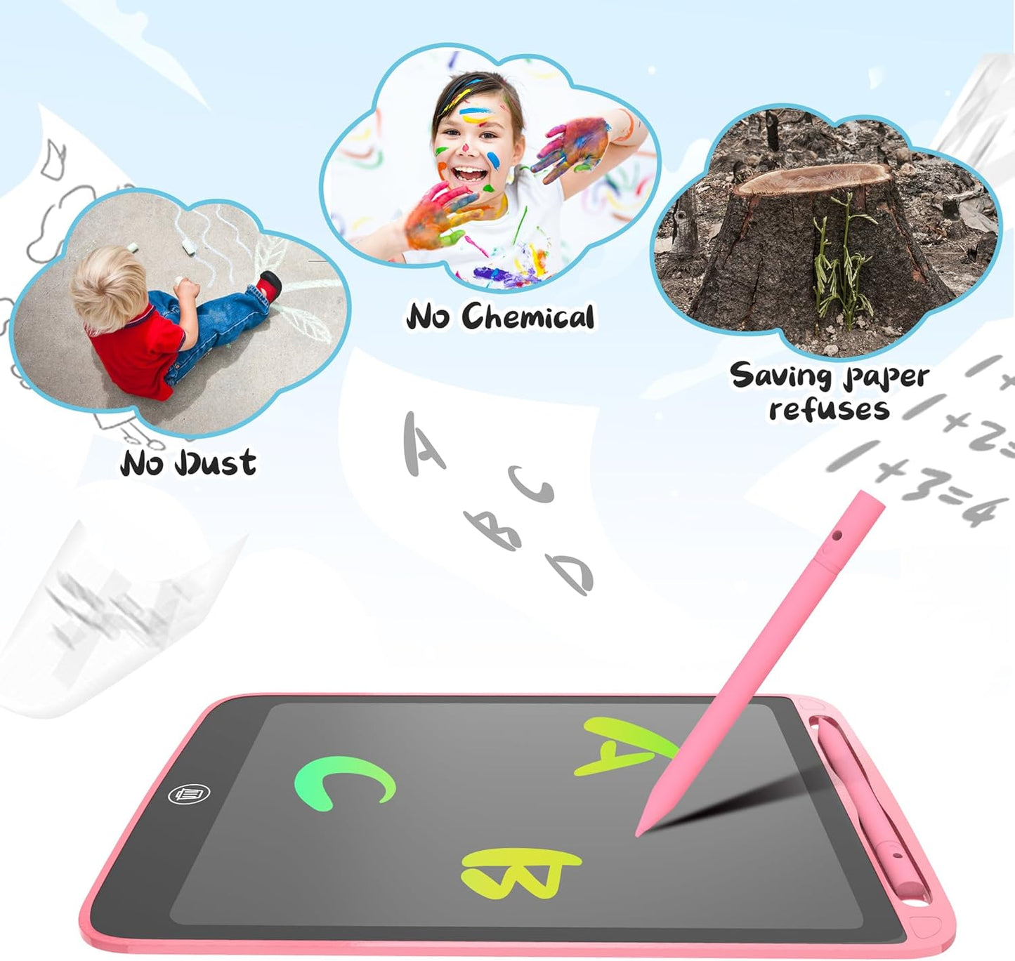 LCD Writing Tablet for Kids 10 Inch, 2 Pack Colorful Doodle Board for 3 4 5 6 7 8 9 10 Year Old Kids, Sensory Toys Educational Erasable Sketch Pad Toys for Toddler Girls Boys Learning (Blue+Pink)