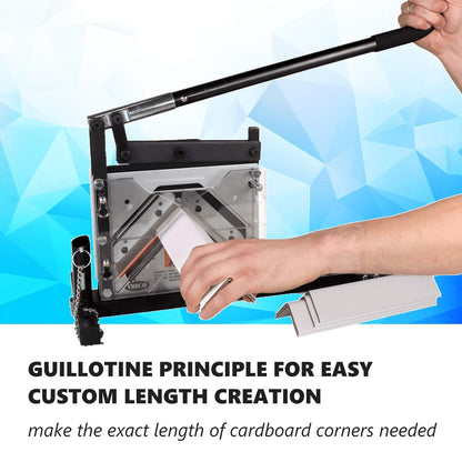 IDL Packaging AC-110 Portable Cutter for Cardboard Edge Protectors up to 4" x 4" x 0.4" Size - Heavy-Duty Tool for V-Board Cardboard Corners of Various Length - Stationary or Fully Portable Use