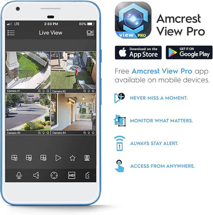 Amcrest 5MP IP PoE AI Camera w/ 49ft Color Night Vision, Security Outdoor Bullet Camera, Built-in Microphone, Human & Vehicle Detection, Active Deterrent, 129° FOV, 5MP@20fps IP5M-B1276EW-AI (White)