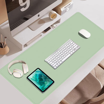 Dual-Sided Desk Pad, Natural Cork & PU Leather Mouse Pad for Desk, Desk Pad Protector, Non-Slip Desk Mat for Office and Home Work, (Light Green, 23.6" x 13.7")