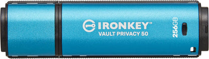 Kingston IronKey Vault Privacy 50 256GB Encrypted USB | FIPS 197 | AES-256bit | BadUSB Attack Protection | Multi-Password Options | IKVP50/256GB