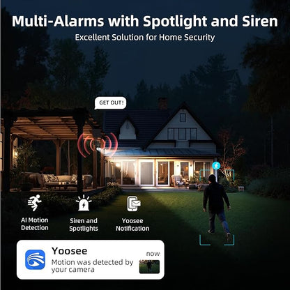 Techage 4G LTE Cellular Solar Security Camera Wireless Outdoor, 2.5K NO WiFi Security Camera with Color Night Vision, 360° PTZ Live View, PIR Motion Detection, 2 Way Talk, 64GB Card Built-in SIM Card