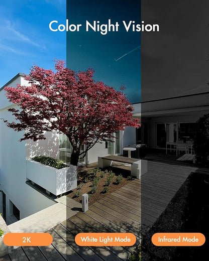 Dzees Solar Powered Security Cameras Wireless Outdoor WiFi, 2K Color Night Vision Outdoor Camera, Wireless Home Security Cameras System with Solar Panel, Spotlight/Alarm, AI Detection, 2-Way Talk