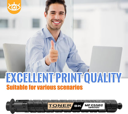 1 Pack MP C5502 Black Toner Cartridge | Replacement for Ricoh MP C5502 Work with Aficio MP C4502 C4502A C5502 C5502A LANIER MP C4502 C4502A C5502 C5502A SAVIN MP C4502 C4502A C5502 C5502A | 841751