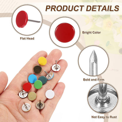 uxcell 100Pcs Upholstery Tacks, 11mmx17mm Flat Head Thumb Tack Decorative Furniture Nails Push Pins for Furniture Sofa Headboards, Red