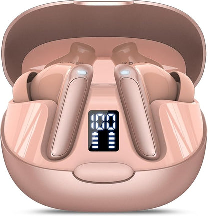 AI Language Translation Earbuds, 3-in-1 Translator Earbuds Real Time with 7 Translation Modes, with Audio and Video Call, 164 Language Bluetooth 5.3 Headphones Translating Device, Rose Gold