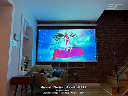 Elite Screens Manual Pull Down Projector Screen 120-INCH Home Movie Cinema Gaming Office Presentation, ISF Certified, Auto-Lock Mechanism, 4K / 8K 3D Ultra HDR HD Ready, M120H