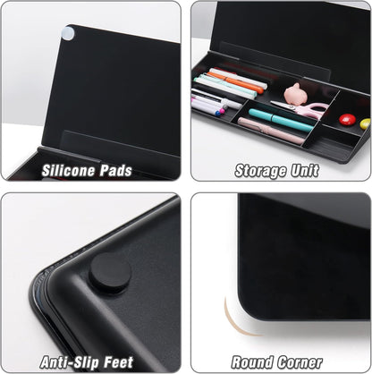 SELEAD Desktop Glass Whiteboard Weekly Planner Calendar with Organizer, Markers, Eraser, Holder - Small Dry Erase White Board TODO List Memo for Home, School, Office Desk Accessories - Black