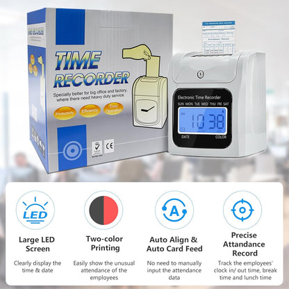 Time Clock Bundle with 200 Time Cards, 4 Ink Ribbons, 2 Ten-Slot Time Card Racks, & 2 Security Keys, Auto-Align Employee Time Clocks for Small Business