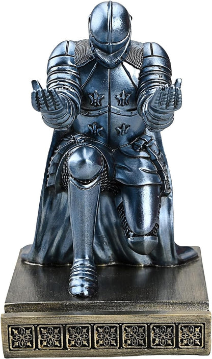 Windbreaker Soldier Knight Pen Holder Personalized Desk Accessory, Mobile Phone & Gaming Controller Holder, Device Stand Gift for Medieval Enthusiasts (Blue)