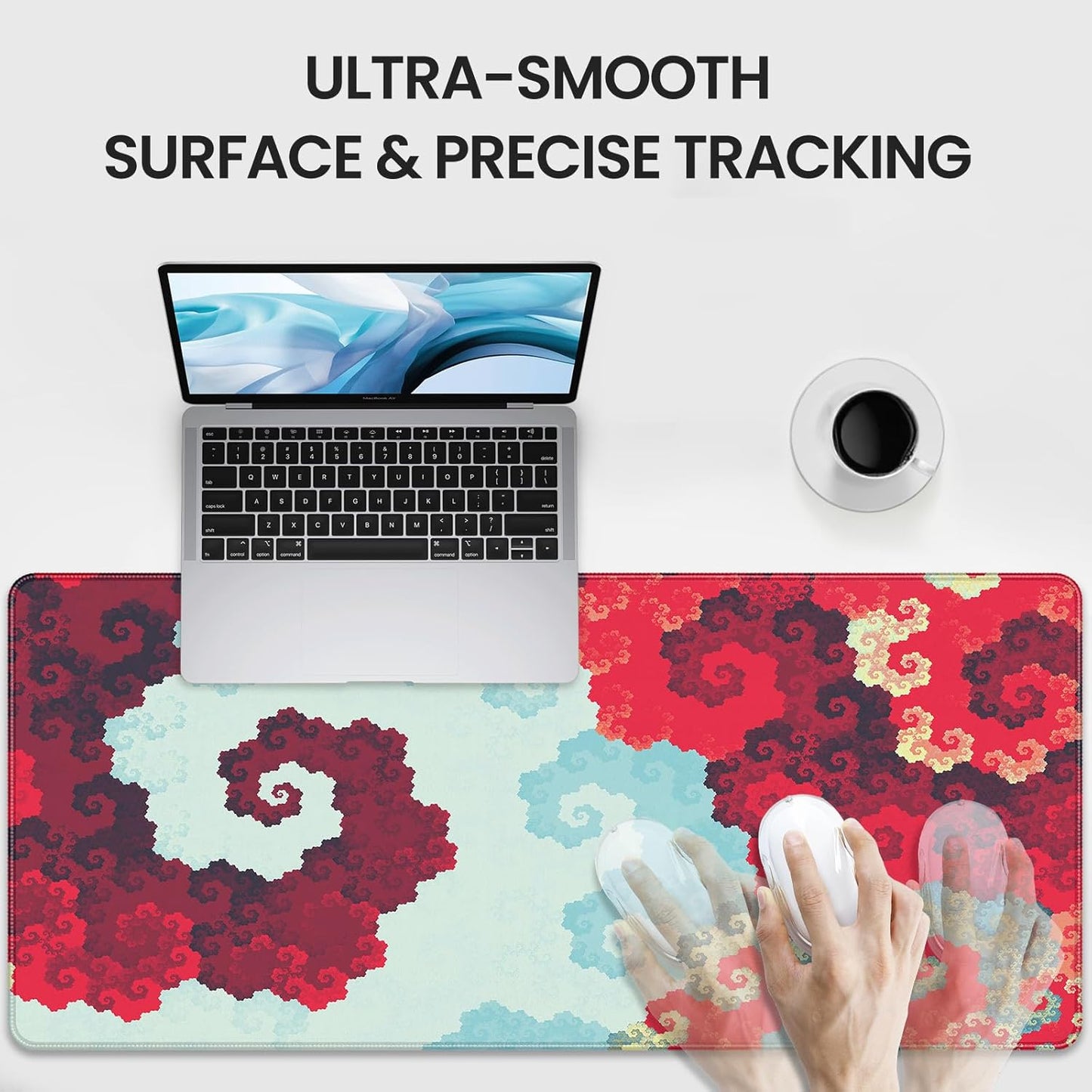 35.4 x 15.7 inches, Large Desktop Mouse pad, Keyboard and Mouse Pads for Work and Home Computers, and Large Laptop Mouse mat，Red and Blue Pixels