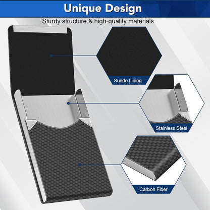 Business Card Holder, Metal Slim Business Card Case, Pocket Card Holder for Women or Men, PU Leather Business Card Holder Case RFID Blocking Name Card Holder with Magnetic Closure, Black Carbon