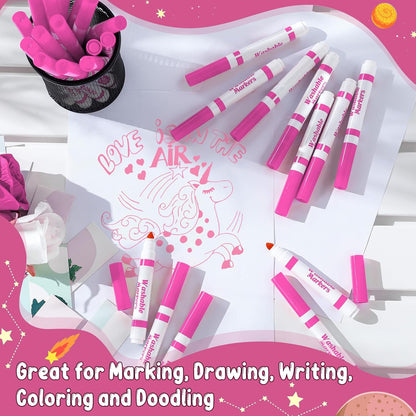 Janlaugh 60 Pcs Pink Washable Markers Bulk Coloring Broad Line Markers for Kids Conical Tip Pink drawing pens for Classroom Back to School travel Art baby shower gender reveal Supplies, Ages 6+